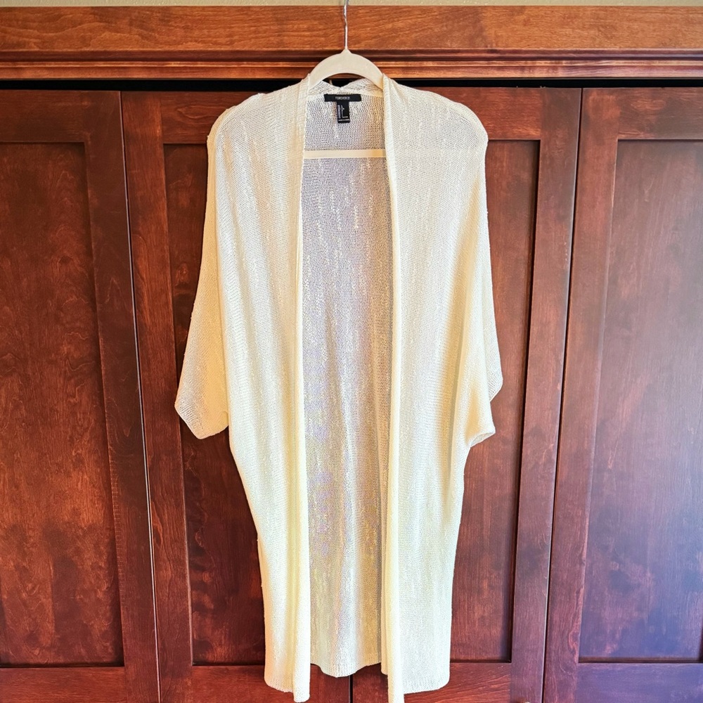 Forever 21 Cream Open-Front Cardigan